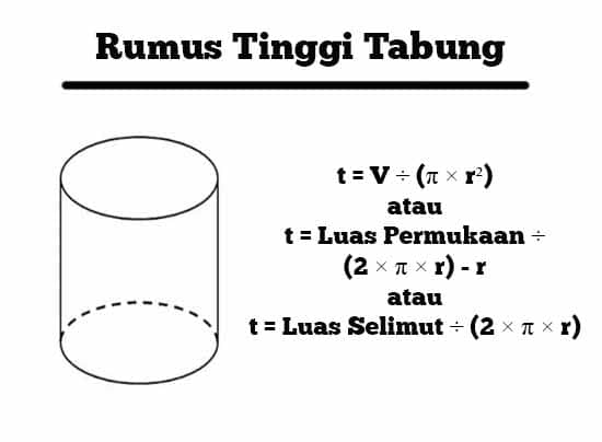 rumus mencari tinggi tabung rumus tinggi tabung