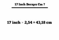 17 inch berapa cm