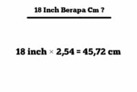 18 inch berapa cm