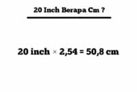 20 inch berapa cm
