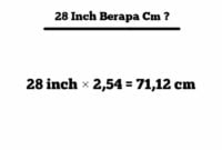28 inch berapa cm