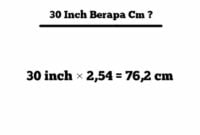 30 inch berapa cm