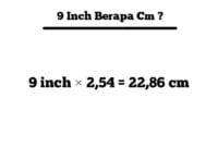 9 inch berapa cm